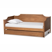 Baxton Studio Alya Classic Traditional Farmhouse Walnut Brown Finished Wood Twin Size Daybed with Roll-Out Trundle Bed Baxton Studio restaurant furniture, hotel furniture, commercial furniture, wholesale bedroom furniture, wholesale twin, classic twin